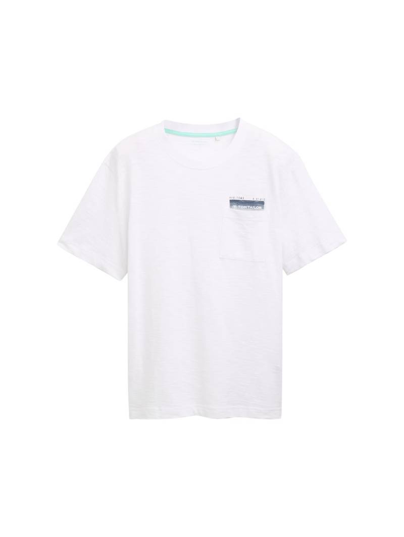 TOM TAILOR Herren T-Shirt mit Brusttasche, weiß, Uni, Gr. XXXL von Tom Tailor
