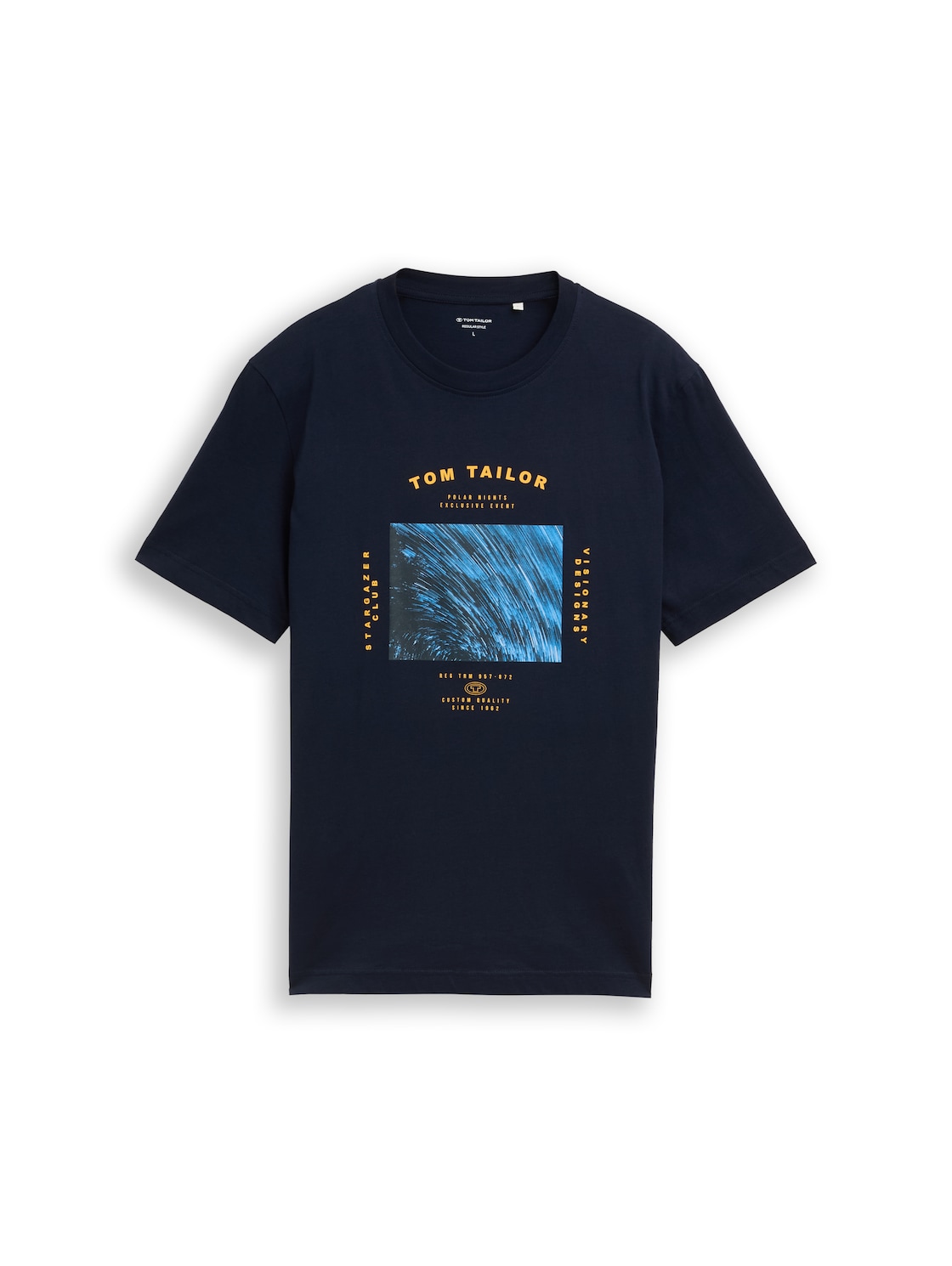 TOM TAILOR Herren T-Shirt mit Foto-Print, blau, Uni, Gr. XXXL von Tom Tailor