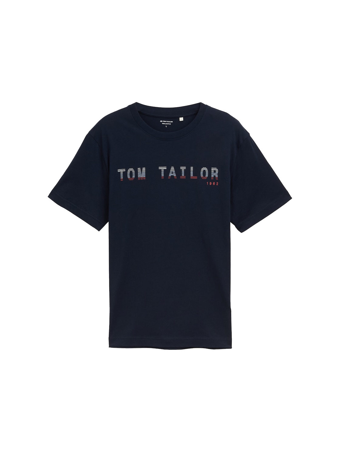 TOM TAILOR Herren T-Shirt mit Logo-Print, blau, Uni, Gr. S von Tom Tailor