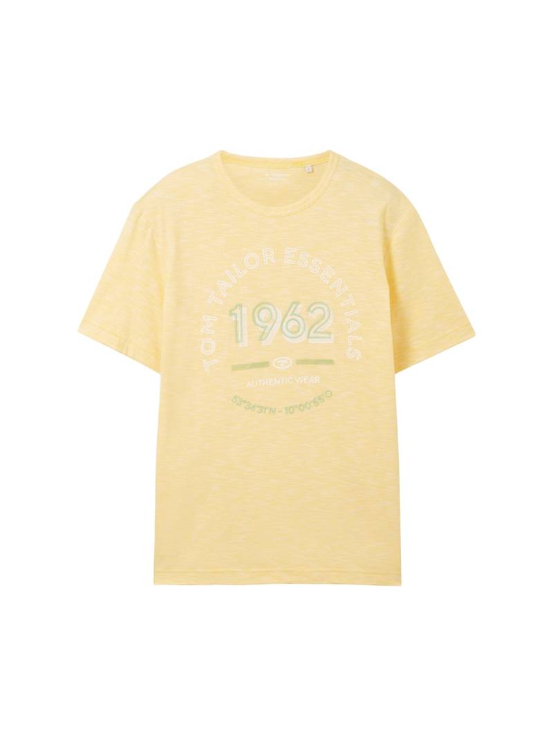 TOM TAILOR Herren T-Shirt mit Logo Print, gelb, Logo Print, Gr. XL von Tom Tailor