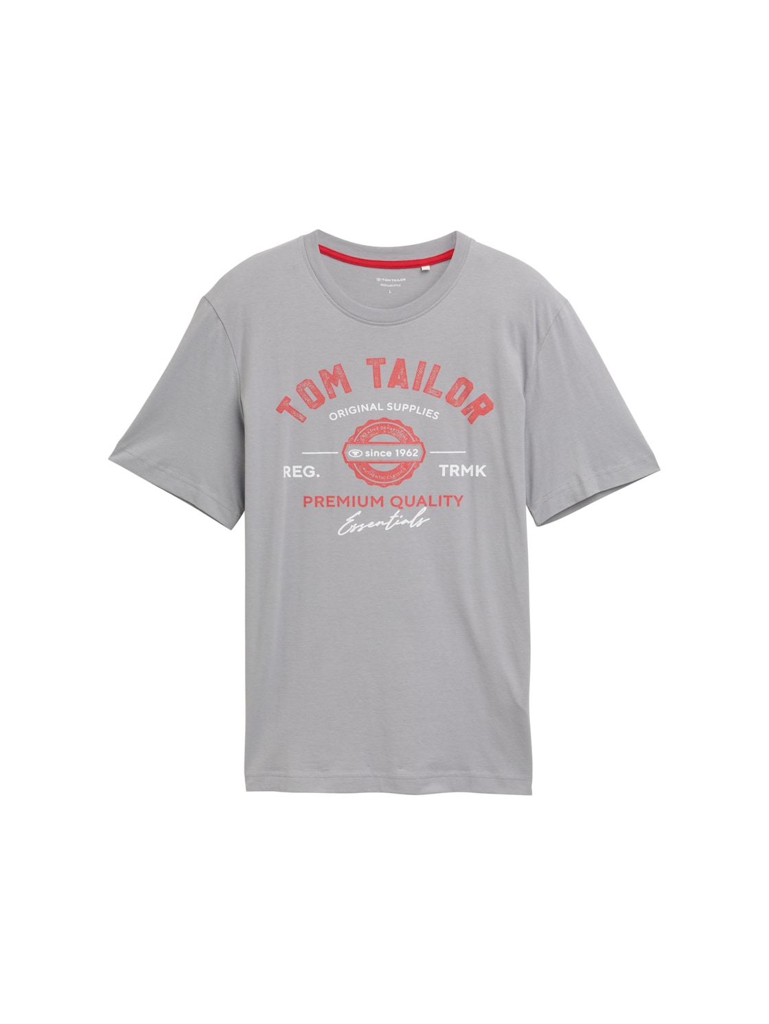 TOM TAILOR Herren T-Shirt mit Logo-Print, grau, Logo Print, Gr. L von Tom Tailor
