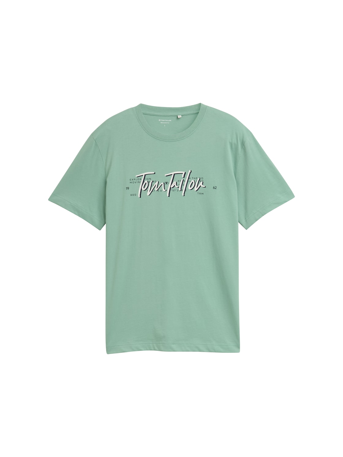 TOM TAILOR Herren T-Shirt mit Logo-Print, grün, Uni, Gr. S von Tom Tailor