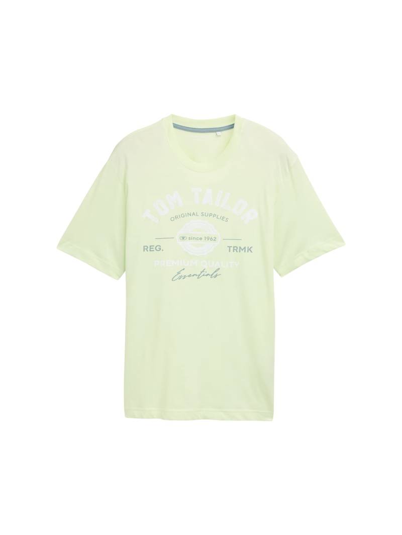 TOM TAILOR Herren T-Shirt mit Logo-Print, grün, Uni, Gr. XXL von Tom Tailor