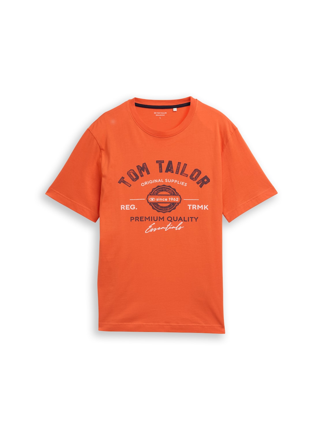 TOM TAILOR Herren T-Shirt mit Logo-Print, rot, Uni, Gr. L von Tom Tailor