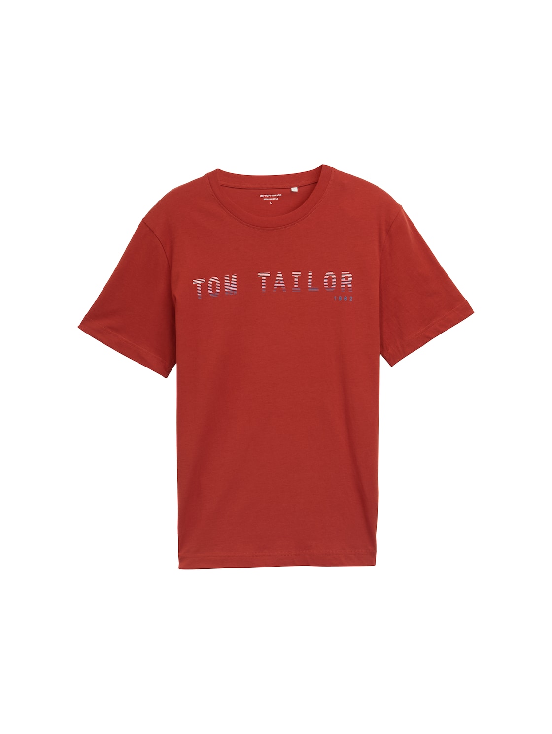 TOM TAILOR Herren T-Shirt mit Logo-Print, rot, Uni, Gr. L von Tom Tailor