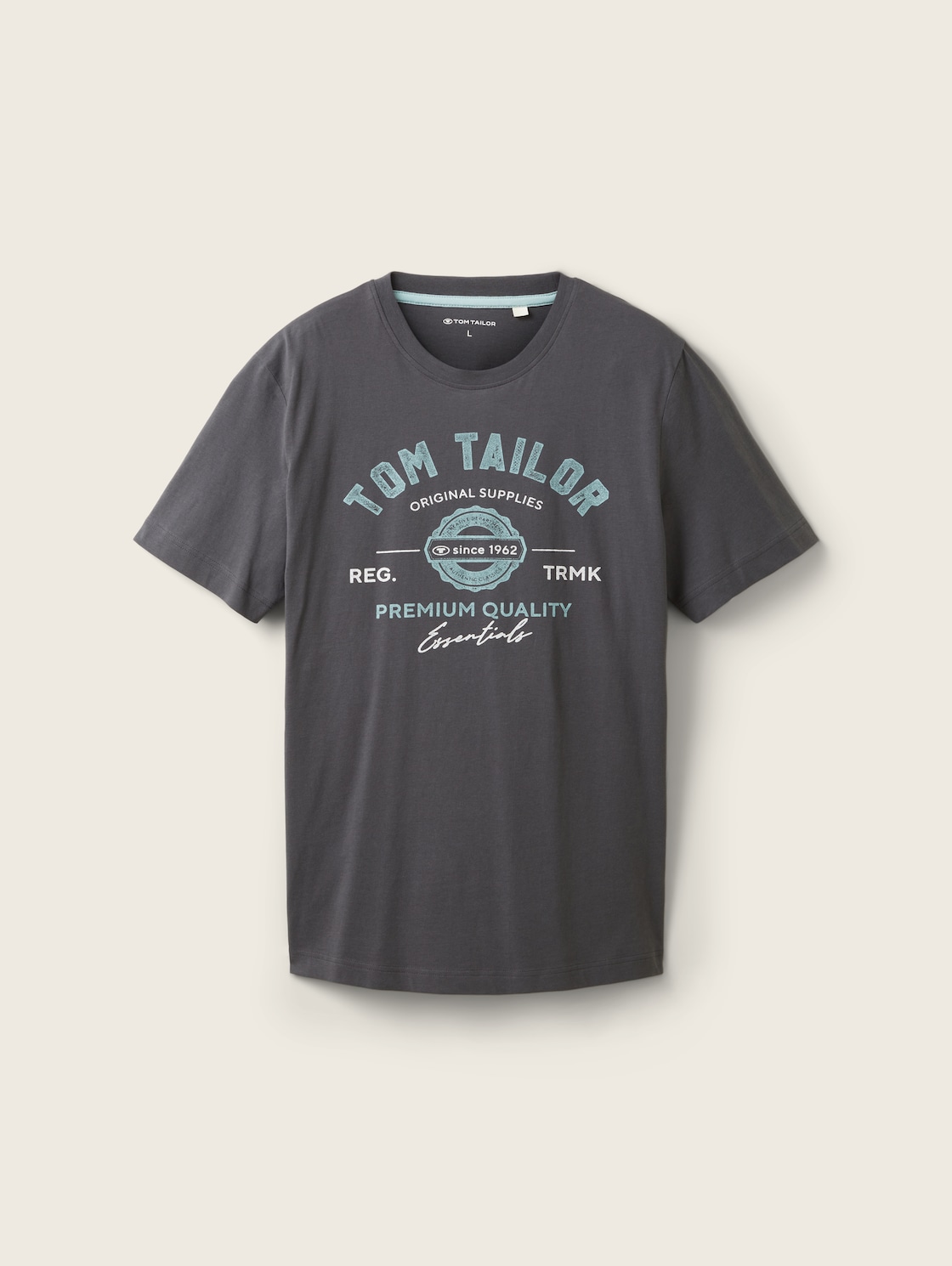 TOM TAILOR Herren T-Shirt mit Logo Print, schwarz, Logo Print, Gr. L von Tom Tailor