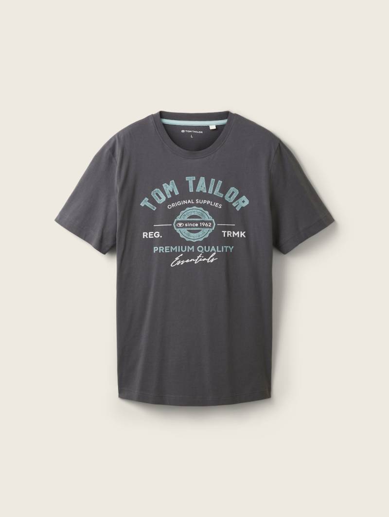 TOM TAILOR Herren T-Shirt mit Logo-Print, schwarz, Logo Print, Gr. XXL von Tom Tailor