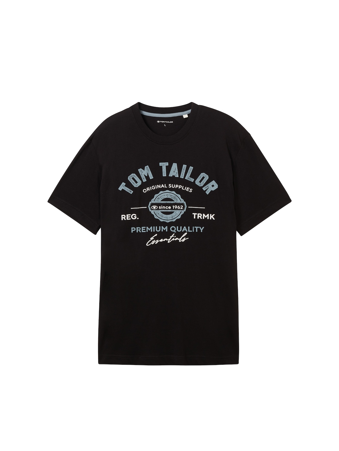 TOM TAILOR Herren T-Shirt mit Logo-Print, schwarz, Logo Print, Gr. XXXL von Tom Tailor