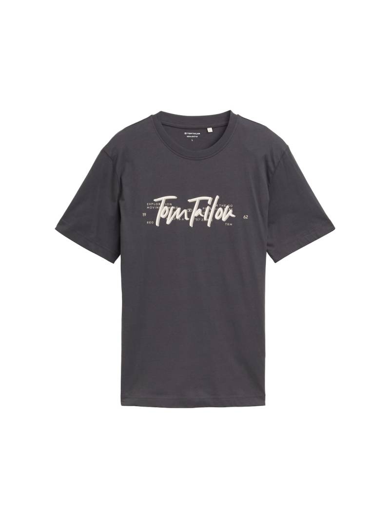 TOM TAILOR Herren T-Shirt mit Logo-Print, schwarz, Uni, Gr. XXL von Tom Tailor