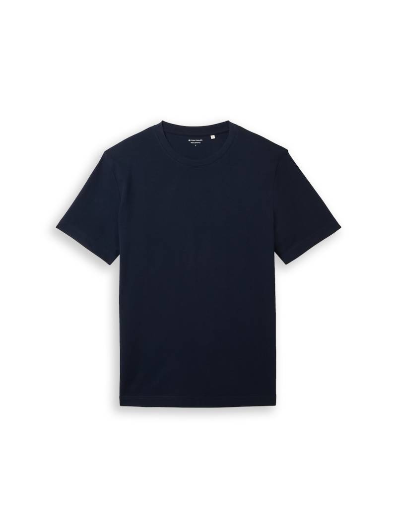 TOM TAILOR Herren T-Shirt mit Piqué Struktur, blau, Uni, Gr. XL von Tom Tailor