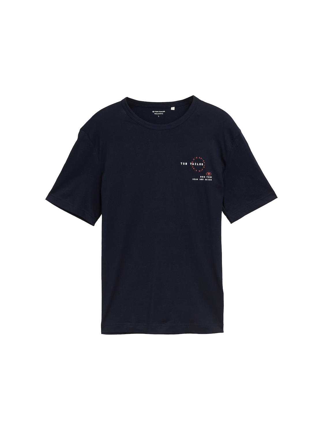 TOM TAILOR Herren T-Shirt mit Print, blau, Uni, Gr. S von Tom Tailor