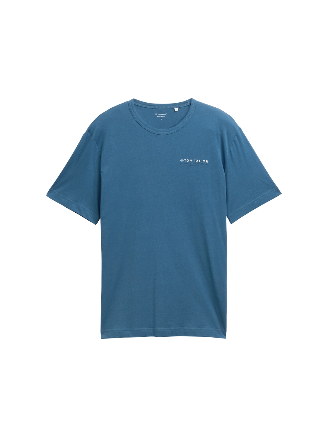 TOM TAILOR Herren T-Shirt mit Print, blau, Uni, Gr. S von Tom Tailor