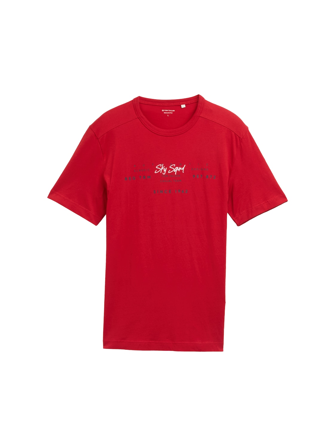 TOM TAILOR Herren T-Shirt mit Print, rot, Uni, Gr. L von Tom Tailor
