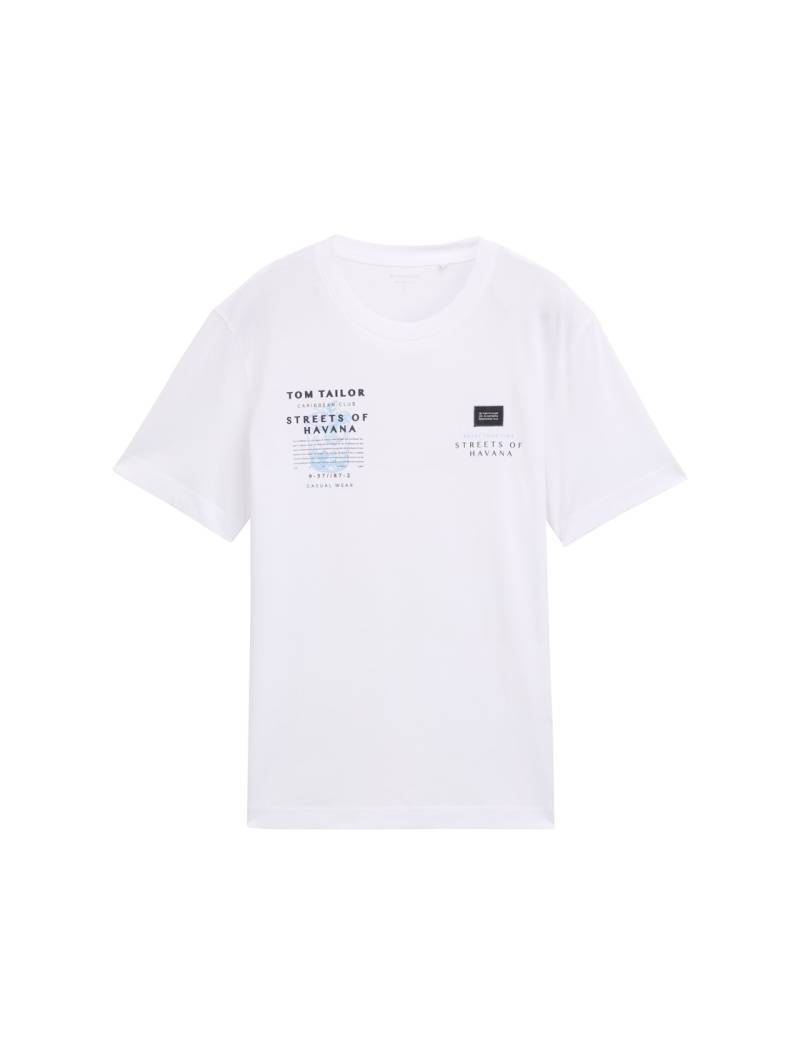 TOM TAILOR Herren T-Shirt mit Print, weiß, Uni, Gr. XL von Tom Tailor