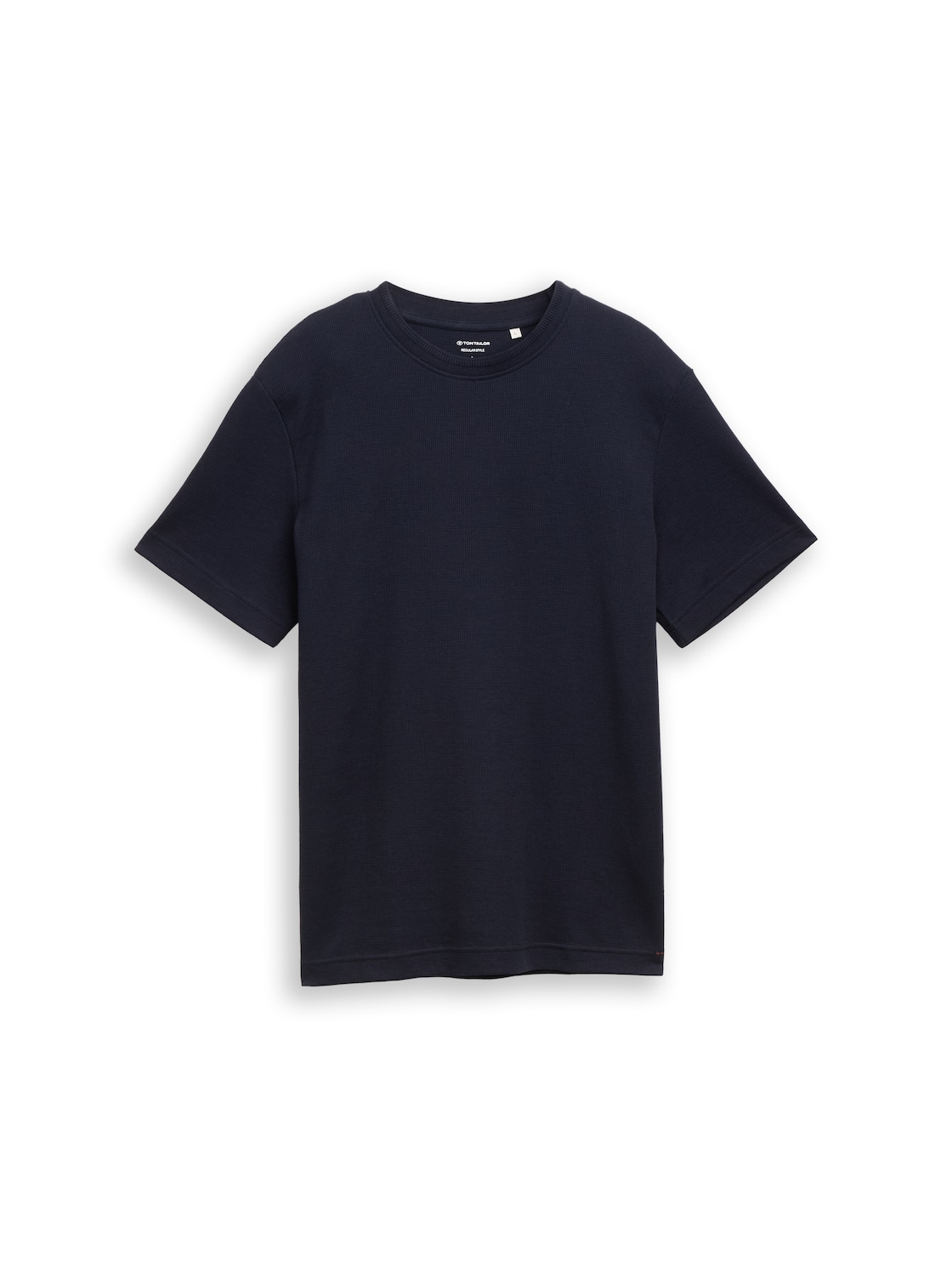 TOM TAILOR Herren T-Shirt mit Waffelstruktur, blau, Uni, Gr. M von Tom Tailor