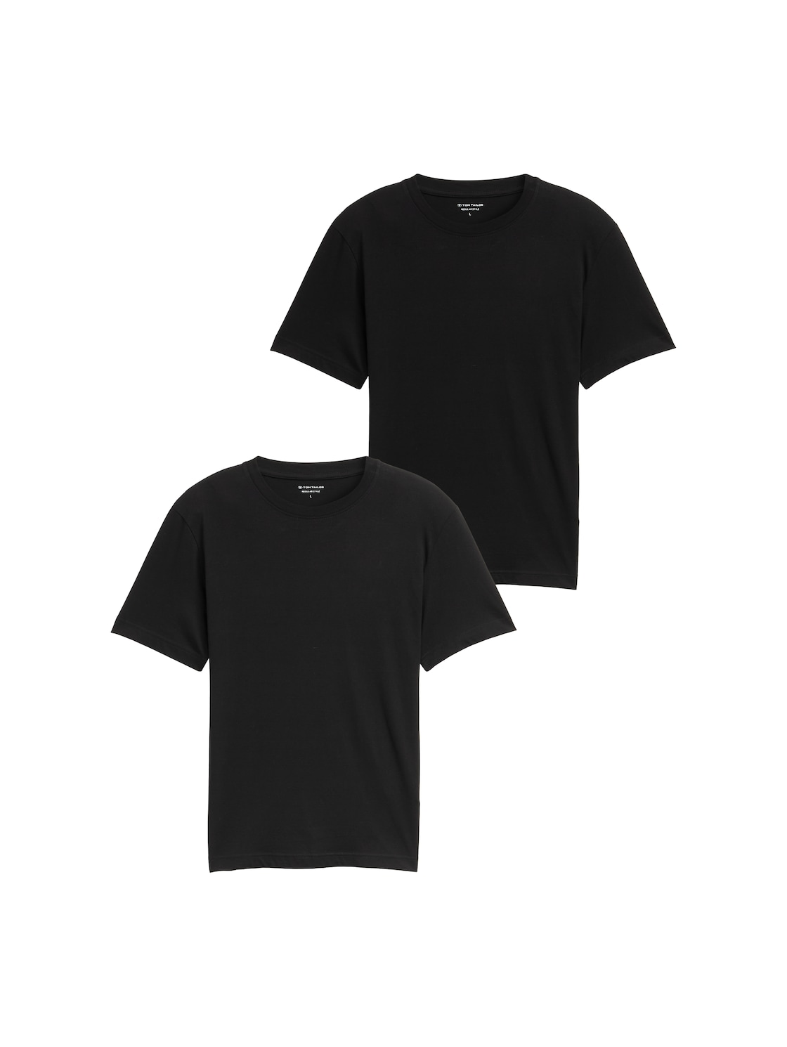 TOM TAILOR Herren T-Shirts aus Baumwolle im 2er-Pack, schwarz, Uni, Gr. L von Tom Tailor