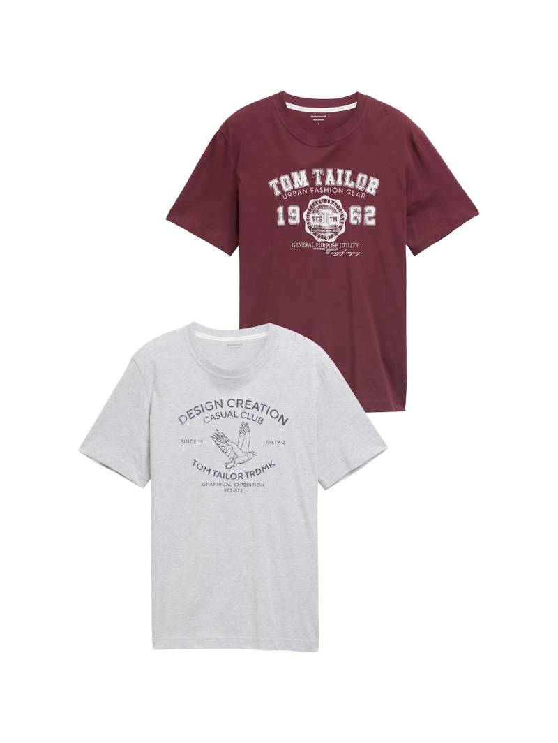 TOM TAILOR Herren T-Shirts im 2er-Pack, rot, Uni, Gr. XXL von Tom Tailor