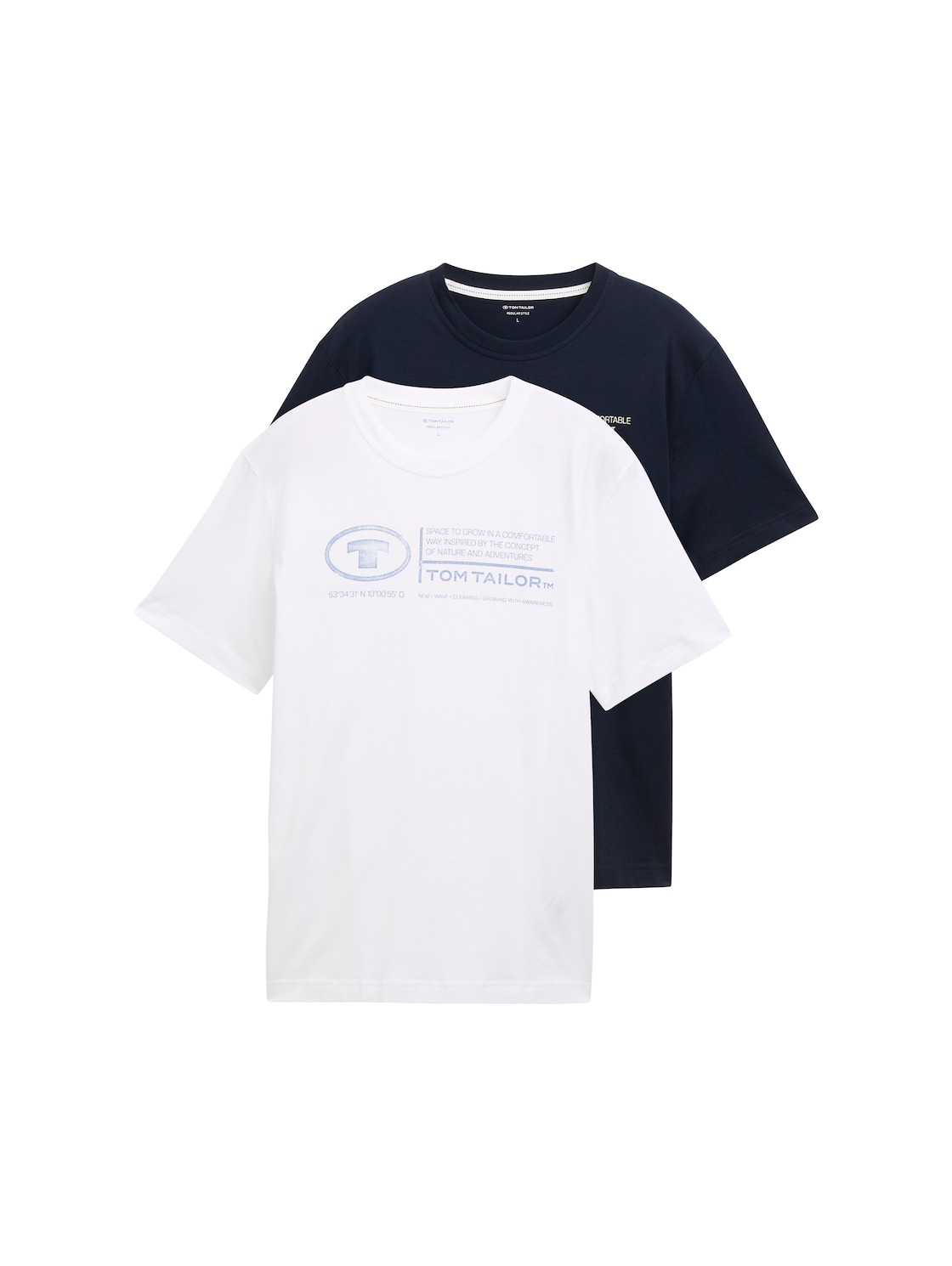 TOM TAILOR Herren T-Shirts mit Print im 2er-Pack, weiß, Uni, Gr. XXL von Tom Tailor