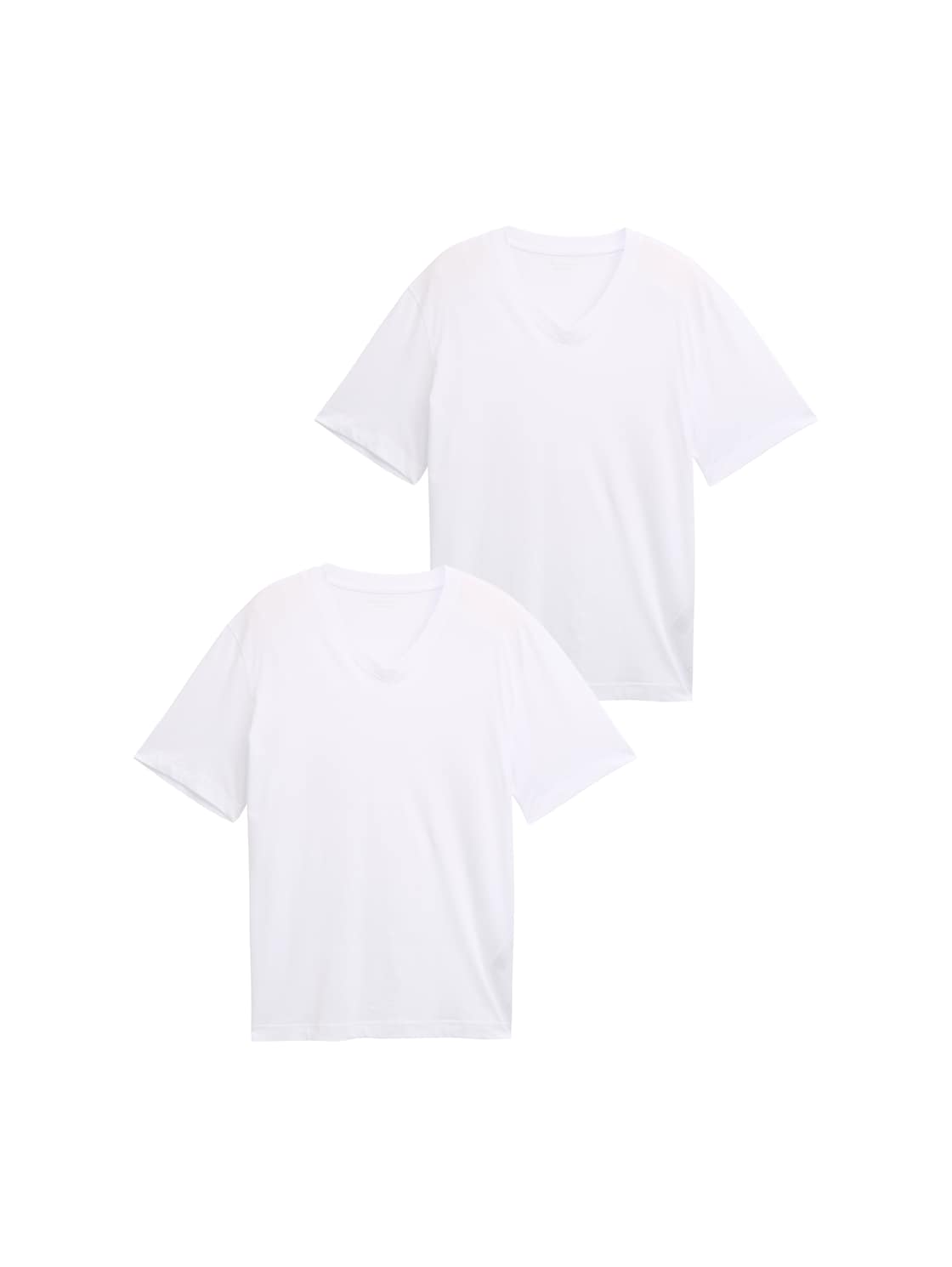 TOM TAILOR Herren T-Shirts mit V-Ausschnitt im 2er-Pack, weiß, Uni, Gr. S TOM TAILOR Herren T-Shirts mit V-Ausschnitt im 2er-Pack, weiß, Uni, Gr. S von Tom Tailor