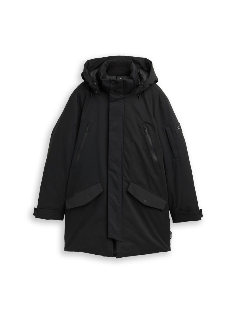 TOM TAILOR Herren TT.PRO.TECH Parka mit abnehmbarer Kapuze, schwarz, Uni, Gr. M von Tom Tailor