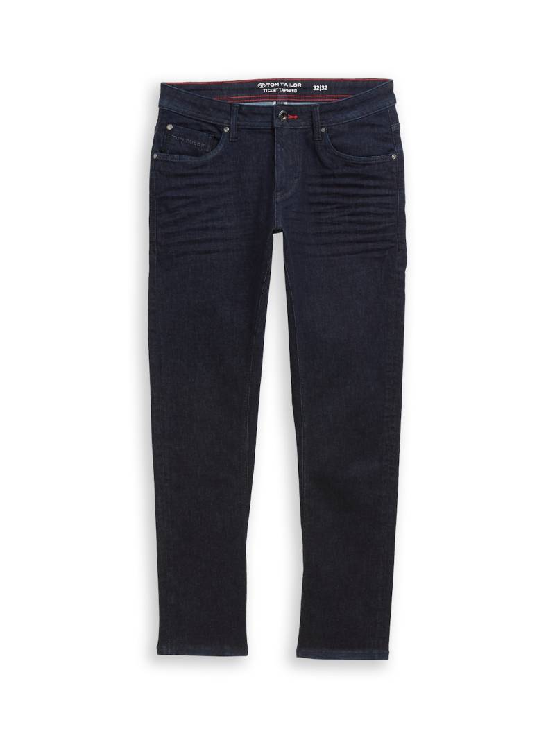 TOM TAILOR Herren TTCURT TAPERED Jeans mit Stretch, blau, Uni, Gr. 33/30 von Tom Tailor