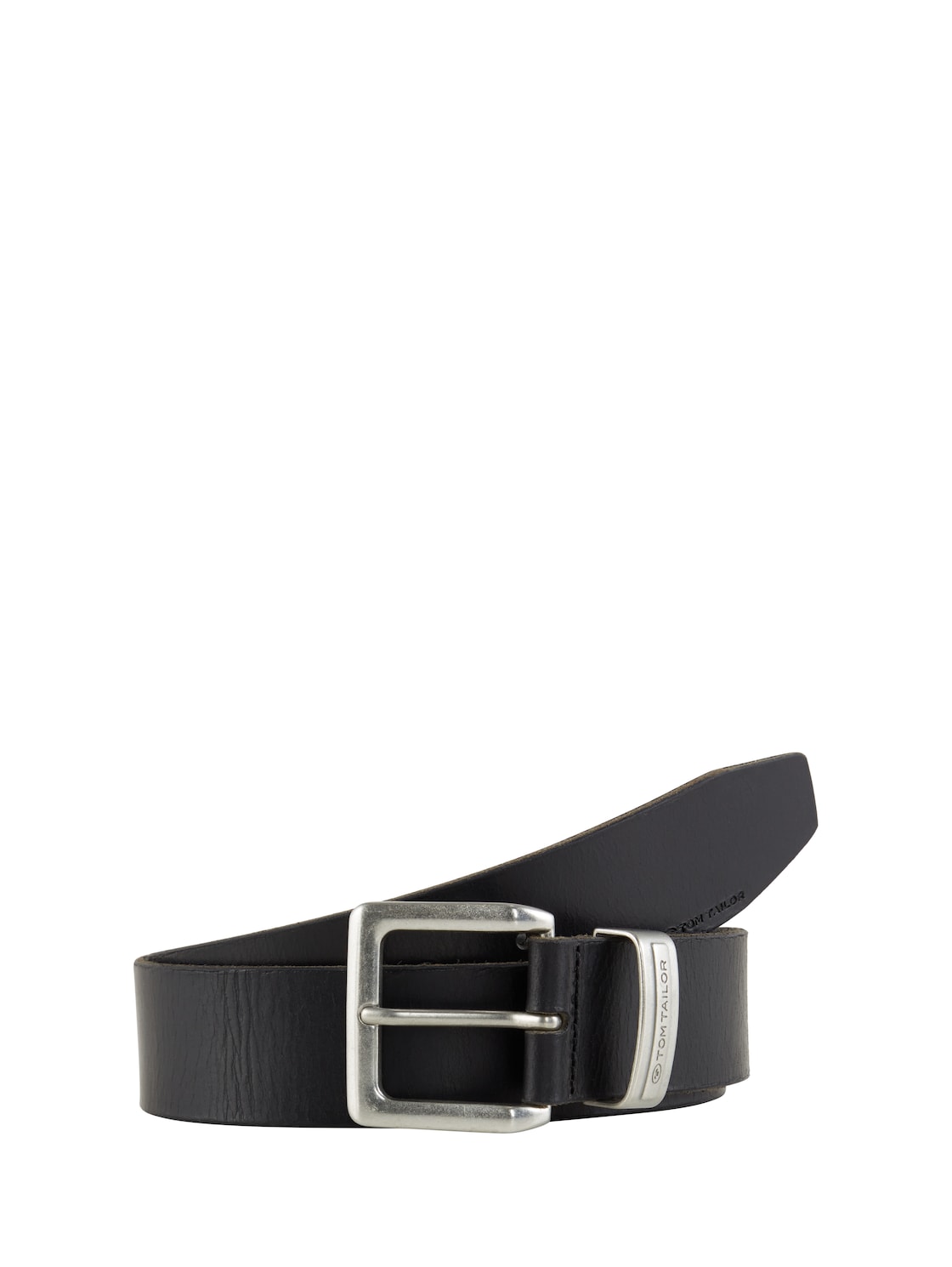 TOM TAILOR Herren TTJACOB Ledergürtel mit eckiger Dornschließe, schwarz, Uni, Gr. 85 von Tom Tailor