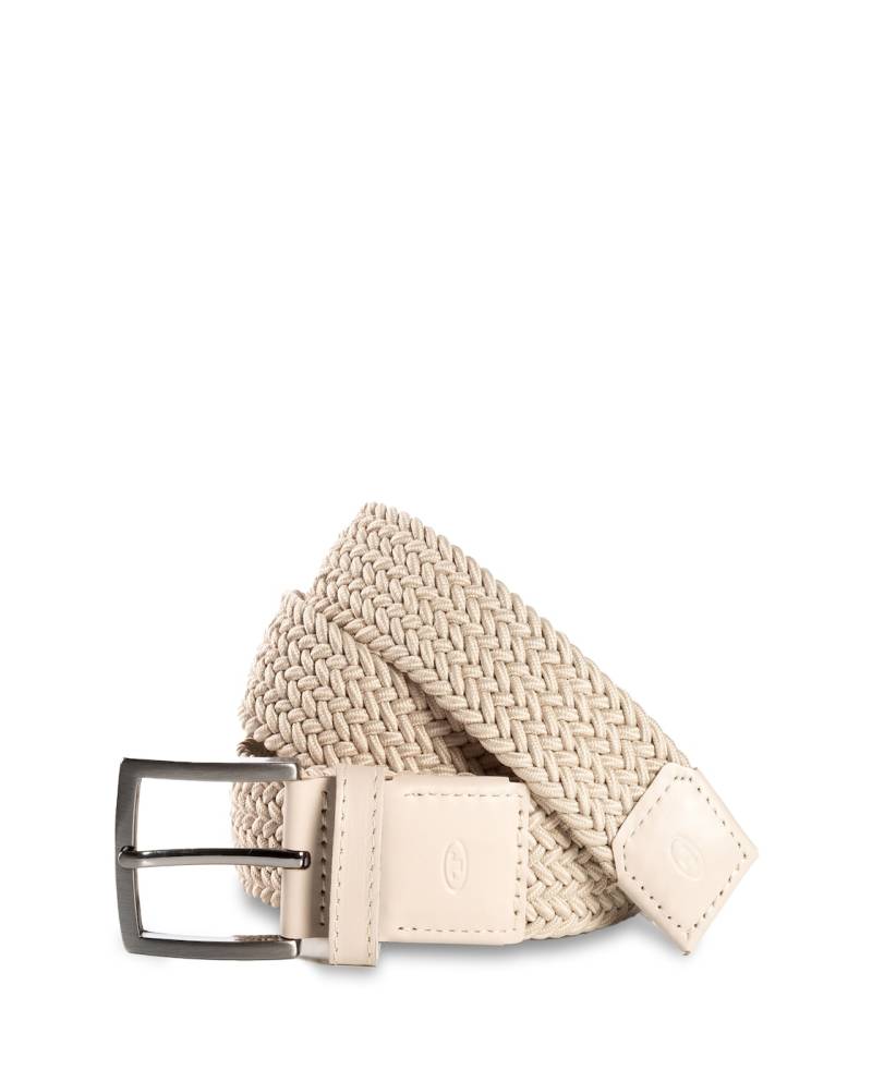 TOM TAILOR Herren TTJAMIE Elastischer Flechtgürtel mit eckiger Dornschließe, beige, Uni, Gr. 100 von Tom Tailor