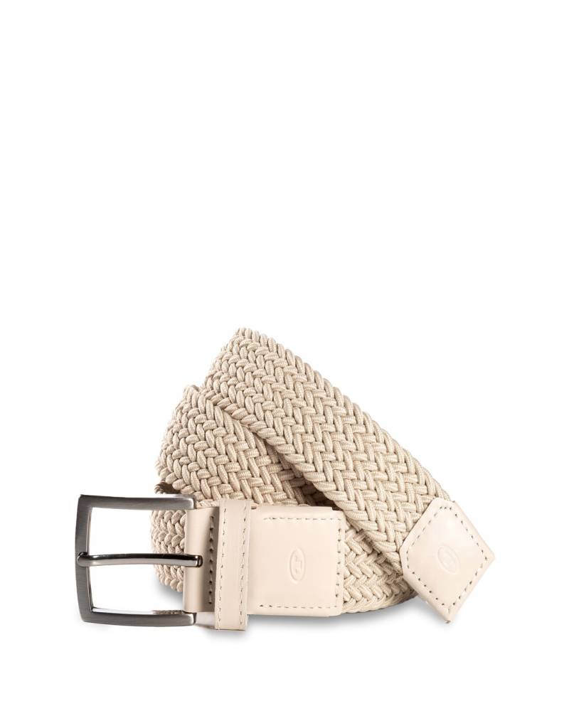 TOM TAILOR Herren TTJAMIE Elastischer Flechtgürtel mit eckiger Dornschließe, beige, Uni, Gr. 90 von Tom Tailor