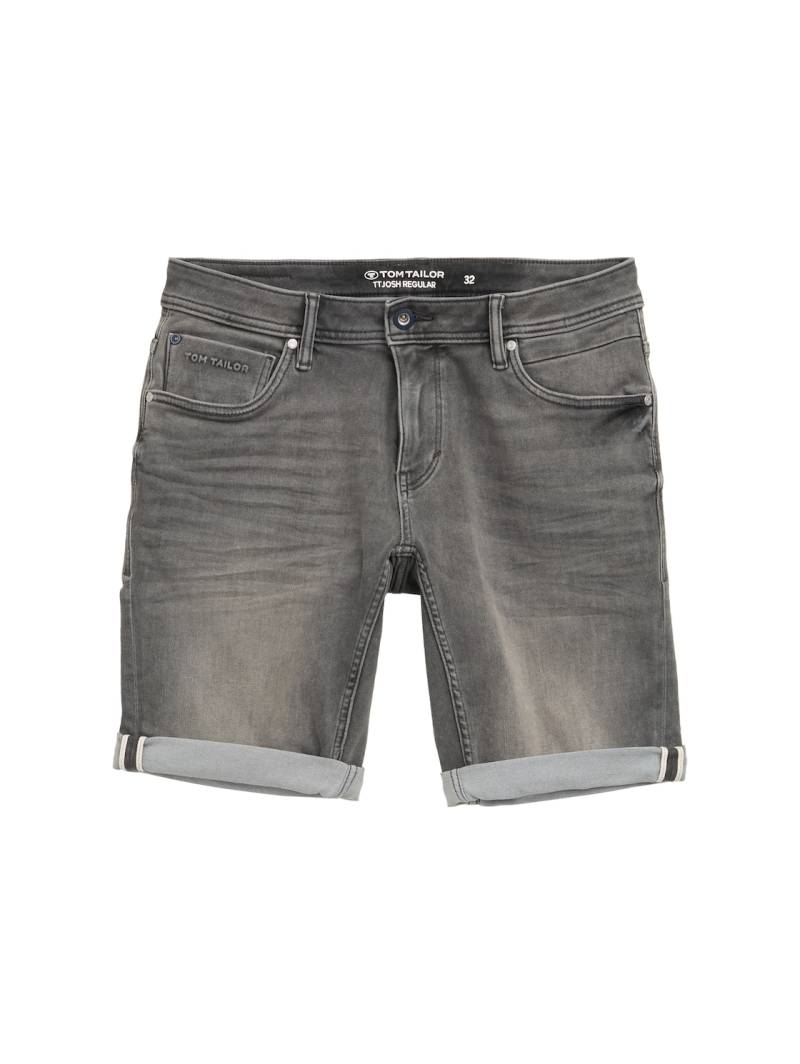 TOM TAILOR Herren TTJOSH REGULAR SLIM Jeans Shorts mit Superstretch, grau, Uni, Gr. 30 von Tom Tailor