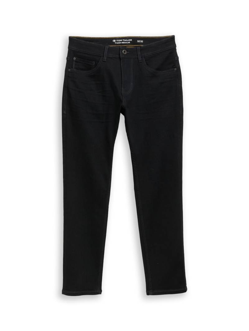 TOM TAILOR Herren TTJOSH REGULAR SLIM Jeans mit Stretch, schwarz, Uni, Gr. 32/30 von Tom Tailor