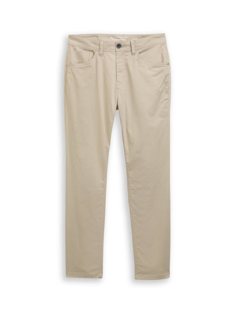 TOM TAILOR Herren TTJOSH Regular Slim Hose, braun, Uni, Gr. 33/32 von Tom Tailor