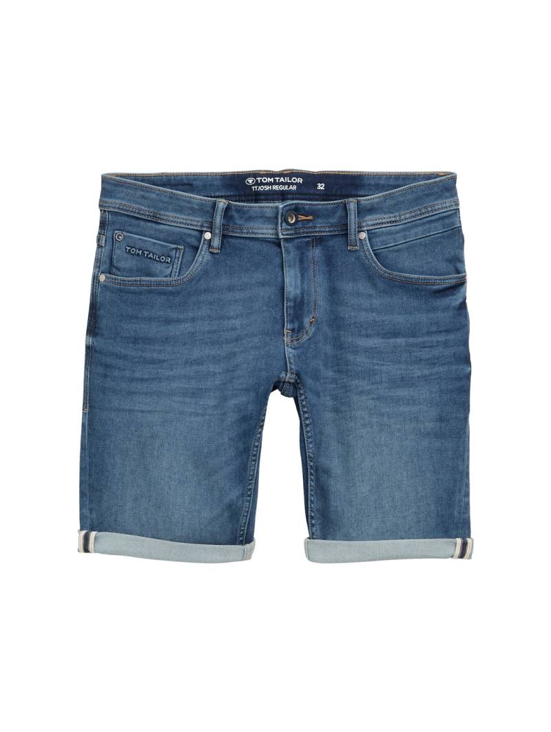 TOM TAILOR Herren TTJOSH REGULAR SLIM Jeans Shorts mit Superstretch, blau, Uni, Gr. 34 von Tom Tailor