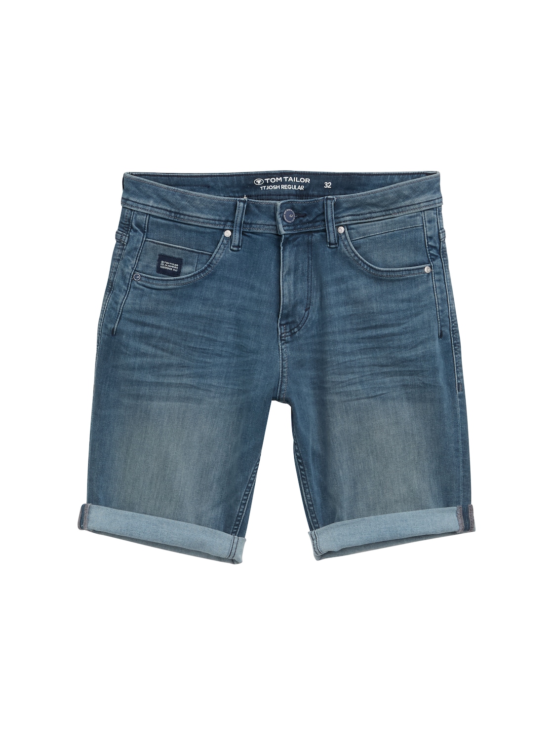 TOM TAILOR Herren TTJOSH REGULAR SLIM Jeans Shorts mit Stretch, blau, Uni, Gr. 31 von Tom Tailor