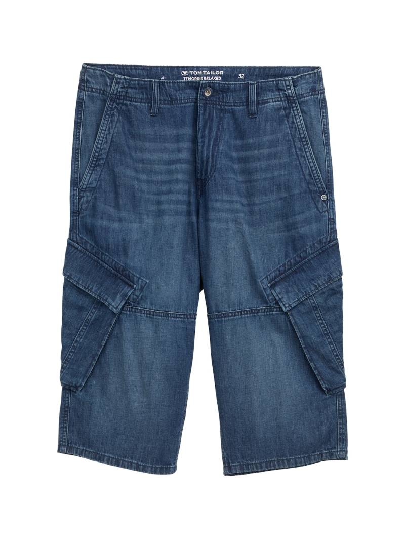 TOM TAILOR Herren TTMORRIS RELAXED OVERKNEE Jeans Shorts, blau, Uni, Gr. 30 von Tom Tailor
