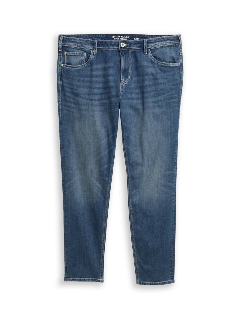 TOM TAILOR Herren Plus Size - TTPLUS REGULAR Jeans mit Stretch, blau, Uni, Gr. 42/32 von Tom Tailor