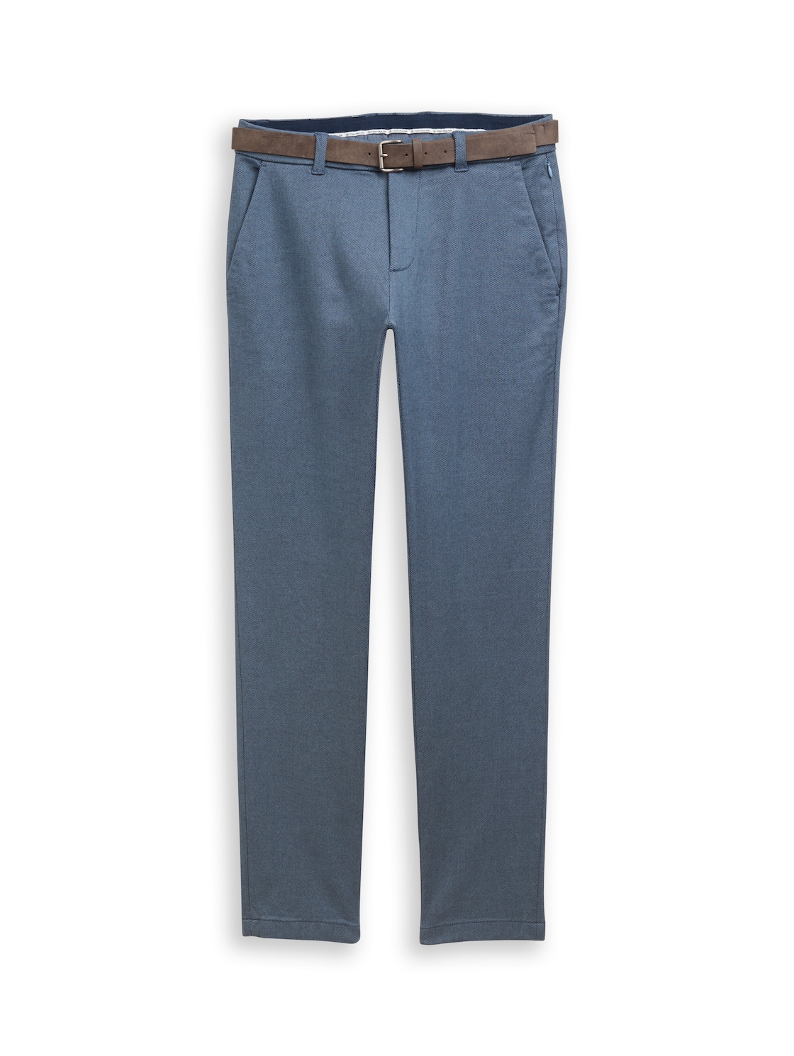 TOM TAILOR Herren TTTRAVIS SLIM Chino Hose mit Gürtel, blau, Meliert, Gr. 34/34 von Tom Tailor