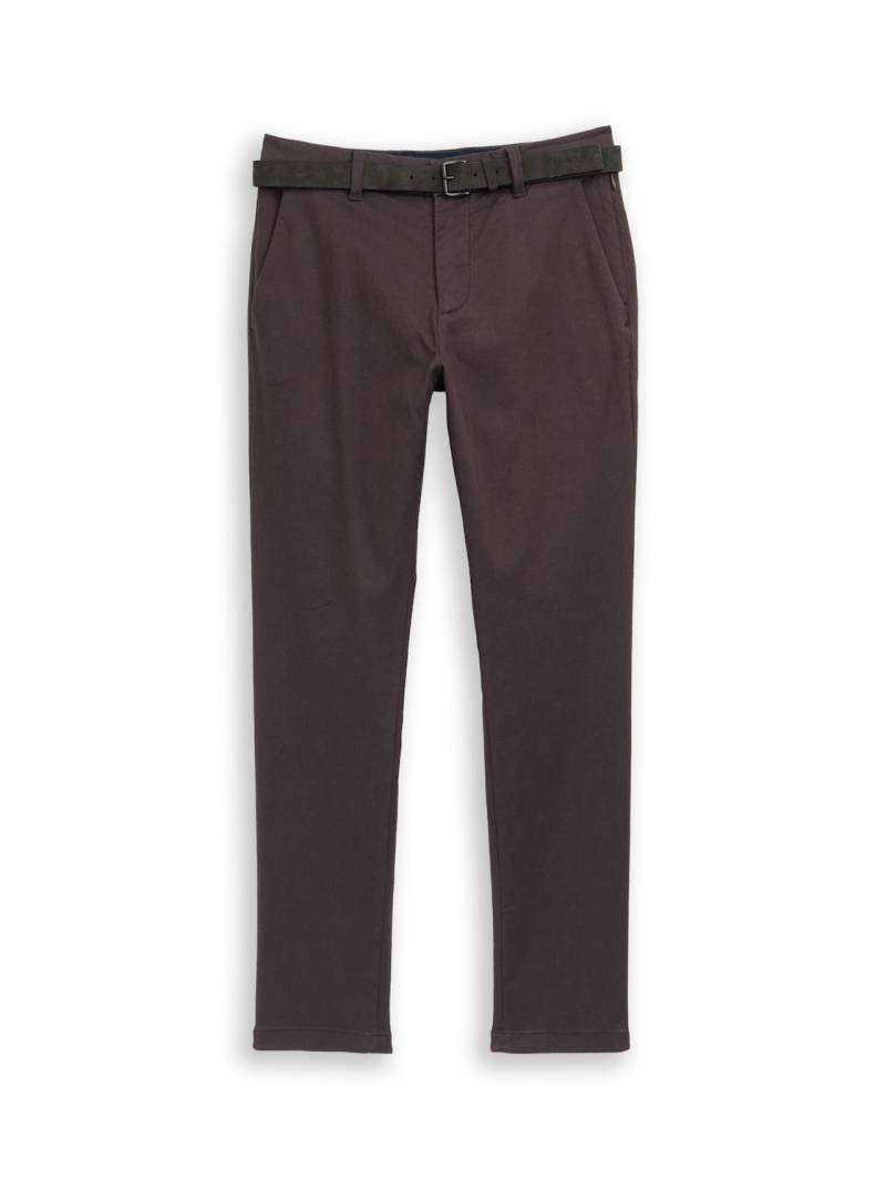 TOM TAILOR Herren TTTRAVIS SLIM Chino Hose mit Gürtel, braun, Meliert, Gr. 36/32 von Tom Tailor