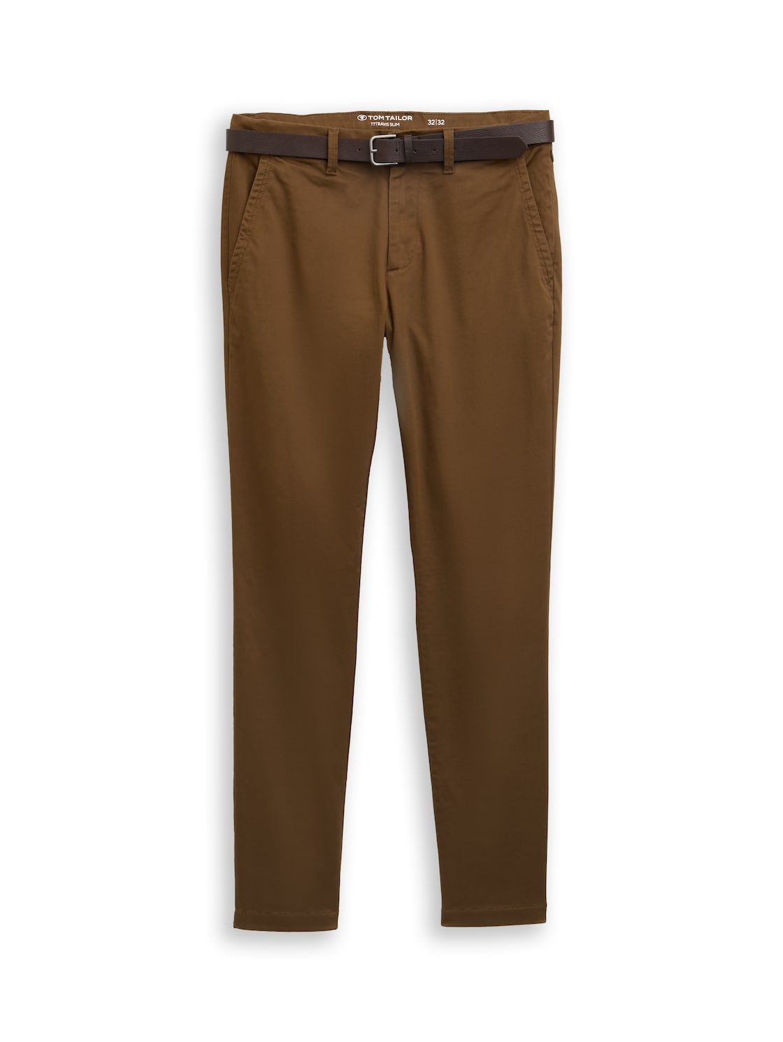 TOM TAILOR Herren TTTRAVIS Slim Chino mit Gürtel, braun, Uni, Gr. 31/34 von Tom Tailor
