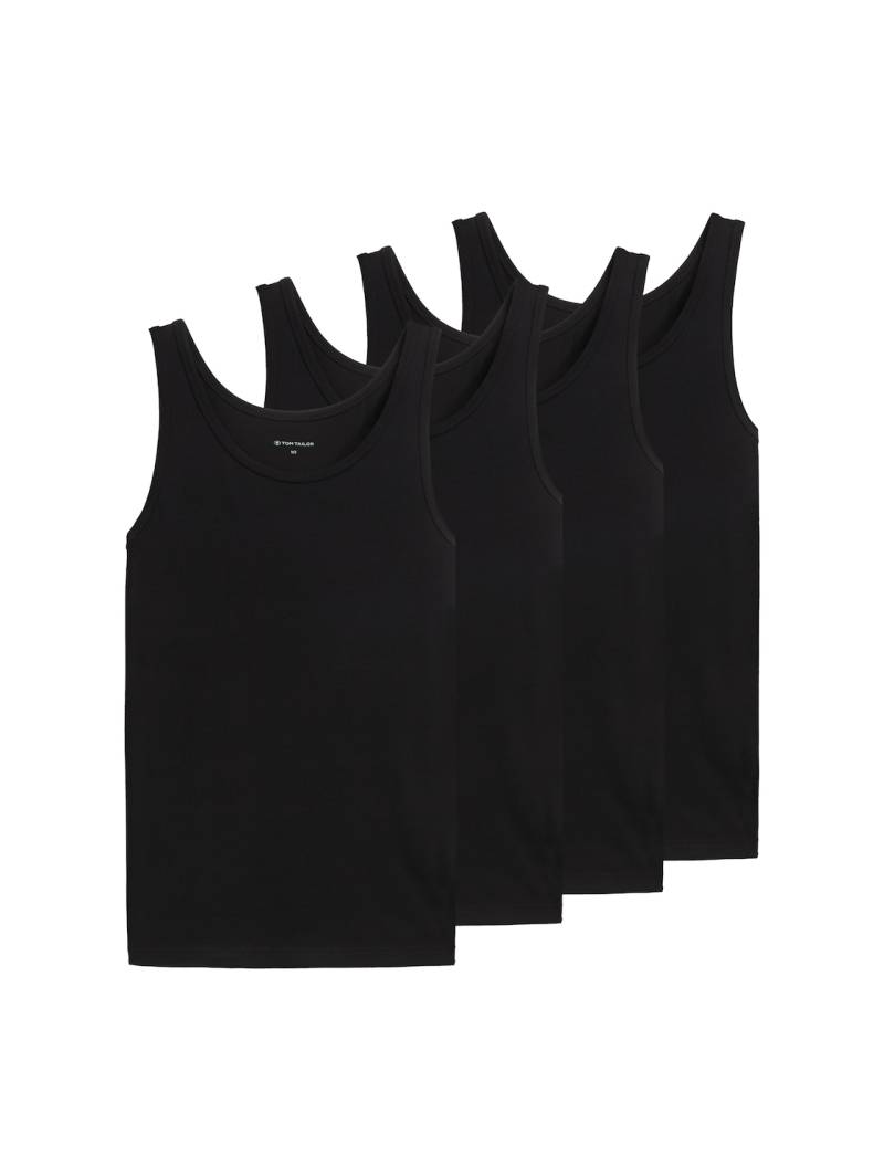 TOM TAILOR Herren Tanktops im 4er-Pack, schwarz, Uni, Gr. 5 von Tom Tailor