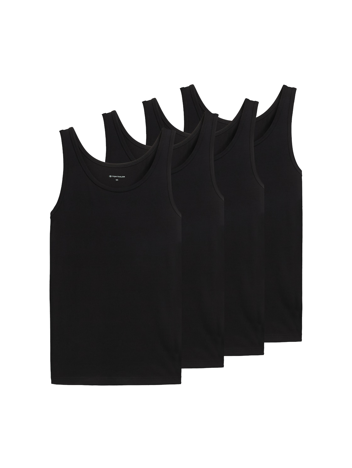TOM TAILOR Herren Tanktops im 4er-Pack, schwarz, Uni, Gr. 7 von Tom Tailor