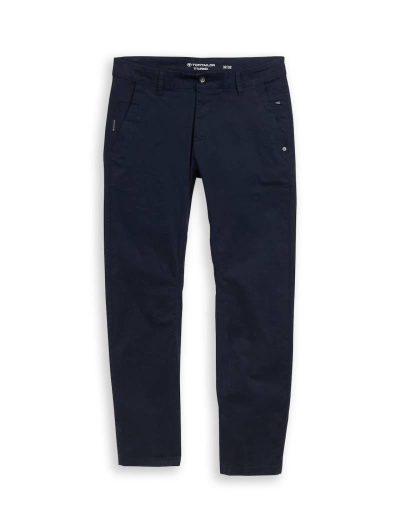 TOM TAILOR Herren Tapered Chino Hose, blau, Uni, Gr. 30/34 von Tom Tailor