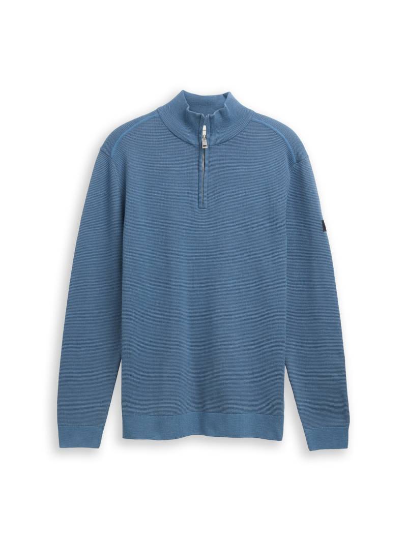 TOM TAILOR Herren Troyer Strickpullover aus Baumwolle, blau, Uni, Gr. L TOM TAILOR Herren Troyer Strickpullover aus Baumwolle, blau, Uni, Gr. L von Tom Tailor