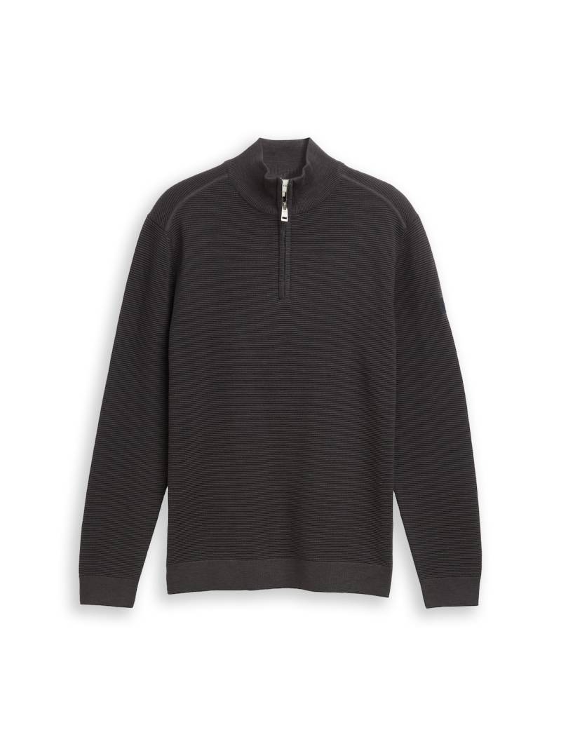 TOM TAILOR Herren Troyer Strickpullover aus Baumwolle, schwarz, Uni, Gr. XL TOM TAILOR Herren Troyer Strickpullover aus Baumwolle, schwarz, Uni, Gr. XL von Tom Tailor