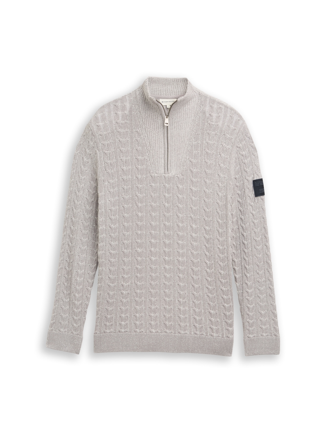 TOM TAILOR Herren Troyer Strickpullover mit Zopfmuster, grau, Meliert, Gr. XXL TOM TAILOR Herren Troyer Strickpullover mit Zopfmuster, grau, Meliert, Gr. XXL von Tom Tailor