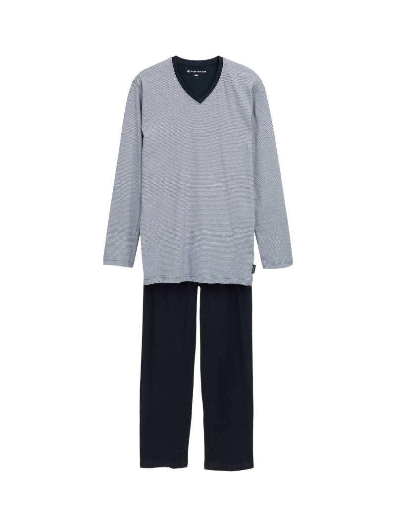 TOM TAILOR Herren Pyjama-Set aus Baumwolle, blau, Uni, Gr. 52/L von Tom Tailor