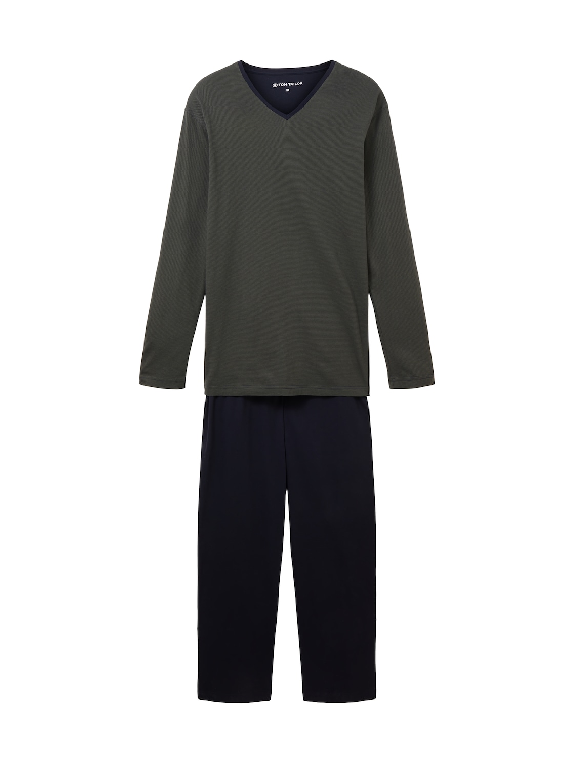 TOM TAILOR Herren Zweifarbiger Pyjama, grün, Uni, Gr. 54 von Tom Tailor