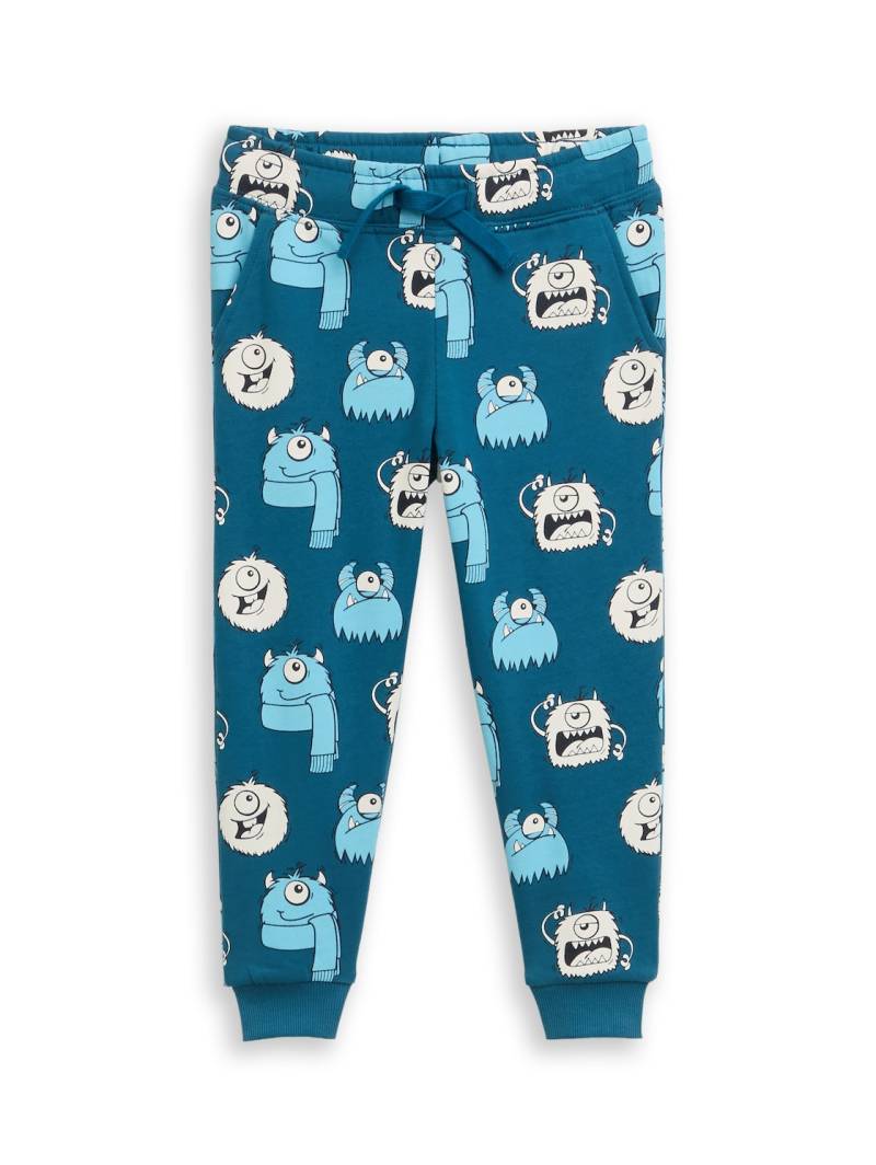 TOM TAILOR Jungen Basic Jogginghose mit Allover-Print, blau, Gemustert, Gr. 116/122 von Tom Tailor