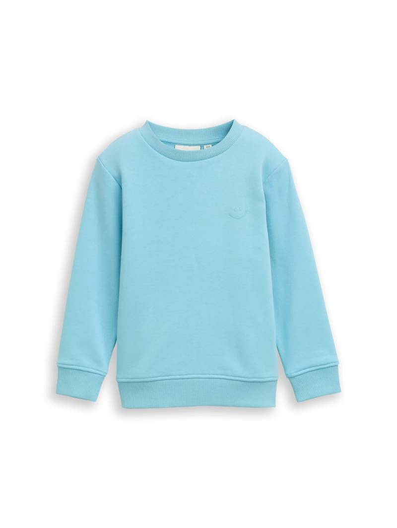 TOM TAILOR Jungen Basic Sweatshirt mit Print, blau, Uni, Gr. 104/110 von Tom Tailor