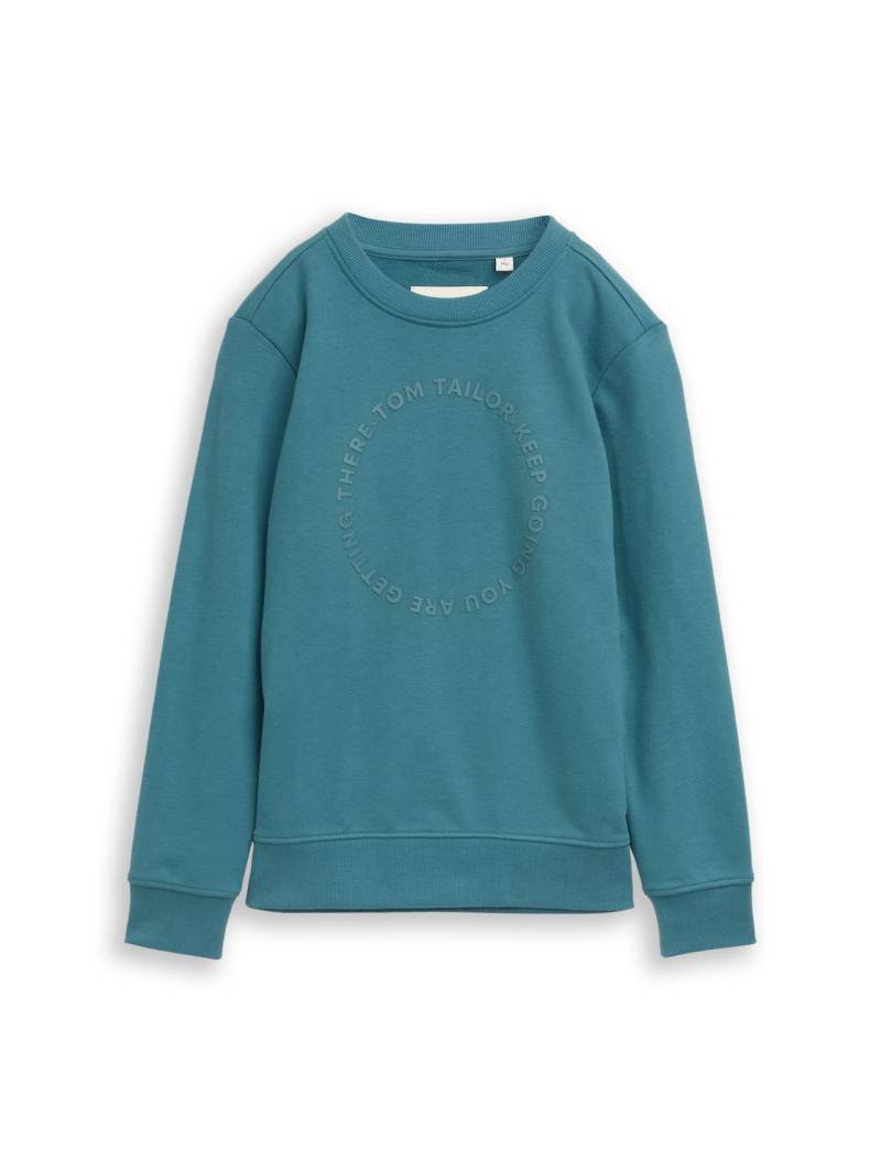 TOM TAILOR Jungen Basic Sweatshirt mit Print, grün, Uni, Gr. 164 von Tom Tailor