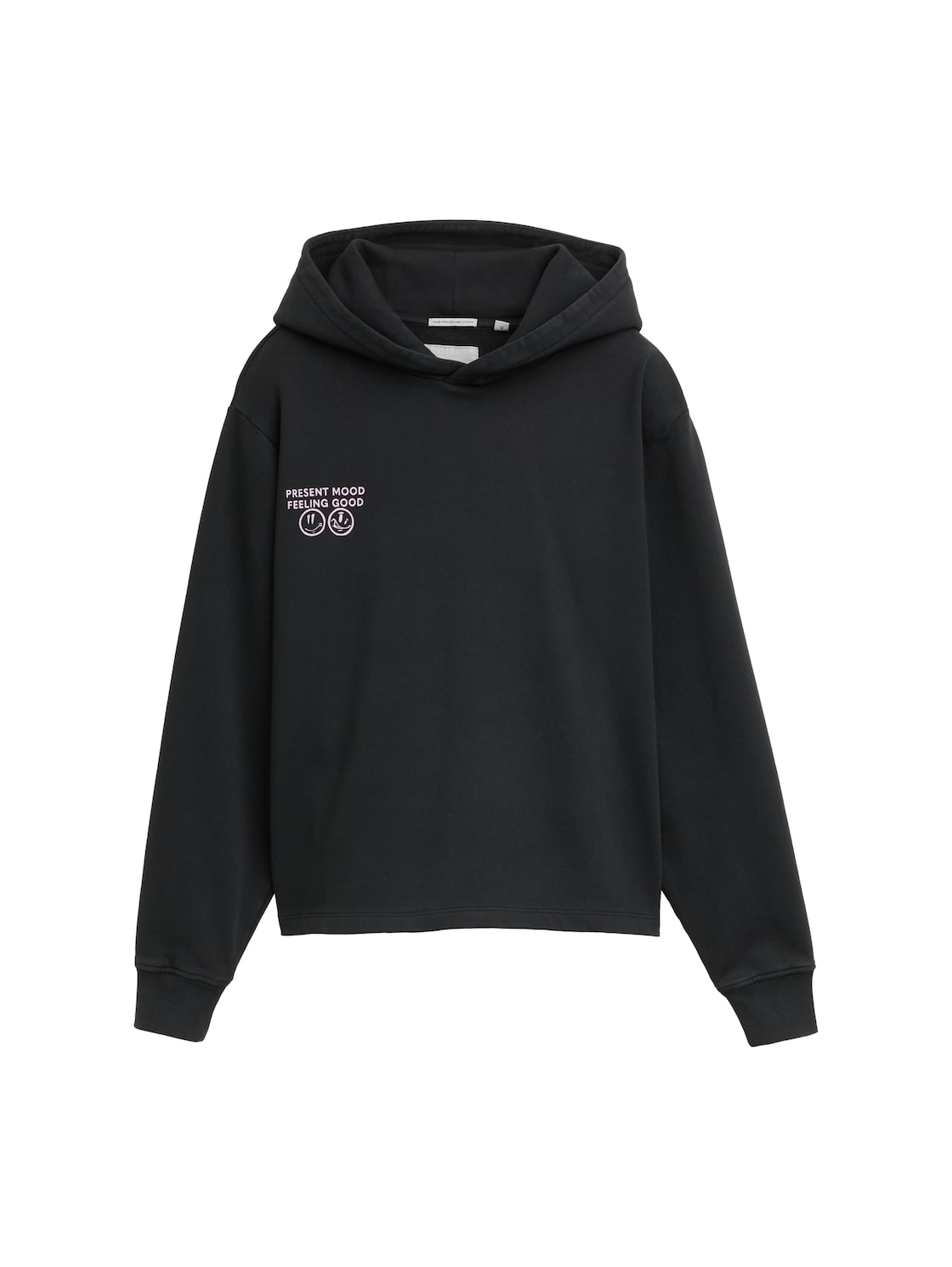 TOM TAILOR Jungen Boxy Fit Hoodie Sweatshirt mit Print, schwarz, Uni, Gr. 128 von Tom Tailor
